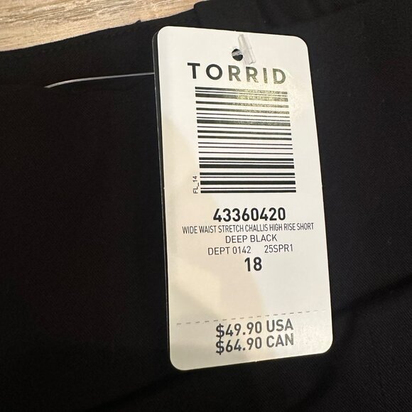 Torrid Womens Wide Waist Stretch Challis High Rise Shorts Deep Black Size 18 - Picture 6 of 9